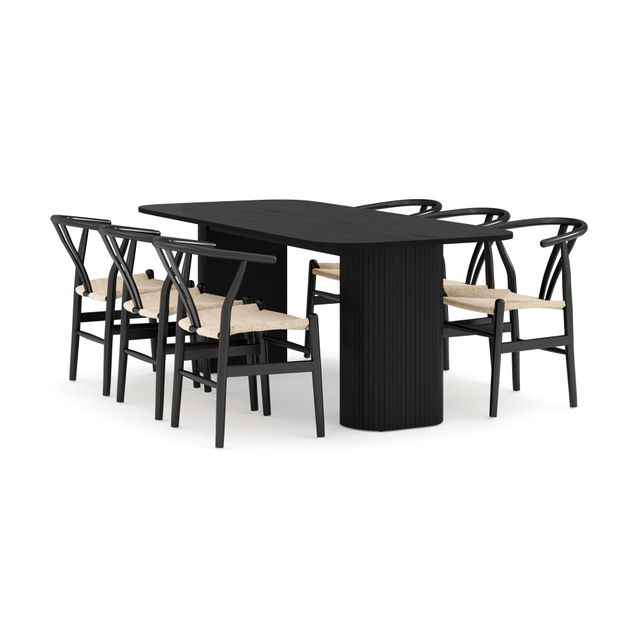 Ruokailuryhmä Kopparbo, 200cm, 6 Dezuid tuolia, musta (00147)