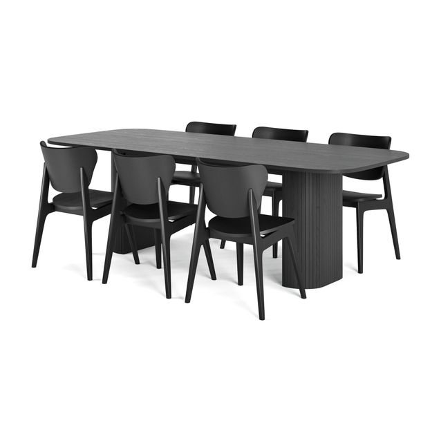 Ruokailuryhmä Kopparbo, Ø240cm, 6 tuolia, musta (00212)