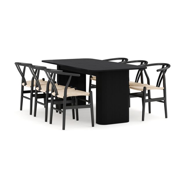 Ruokailuryhmä Kopparbo, jatkettava 160-220cm, 6 Dezuid-tuolia, musta (00135)