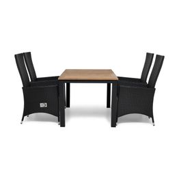 Ruokailuryhmä Las Vegas, 152-210cm, 4 säädettävää Jenny-nojatuolia, musta (47244)