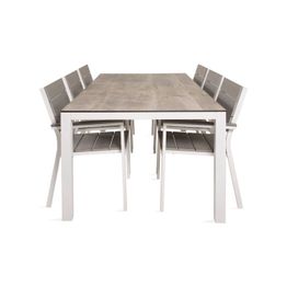 Ruokailuryhmä Llama 205cm, 6 Levels tuolia, harmaa/valkoinen (09889)