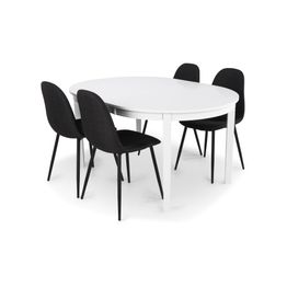 Ruokailuryhmä Lowisa, jatkettava 150cm, 4 Naira tuolia, valkoinen/musta (53599)