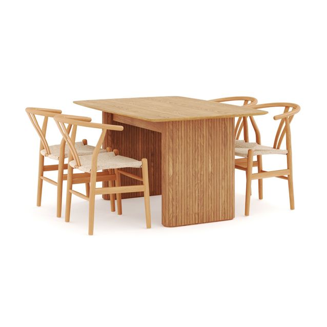 Ruokailuryhmä Navjot, 140cm, 4 Dezuid-tuolia, ruskea (00131)