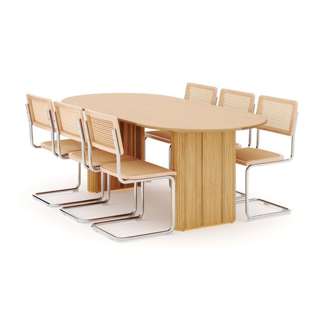 Ruokailuryhmä Noira, soikea pöytä 220cm, 6 Build-tuolia, luonnonväri (01734)