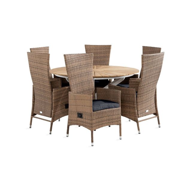 Ruokailuryhmä Olive, Ø140cm, 6 Jenny säädettävää nojatuolia (13974)