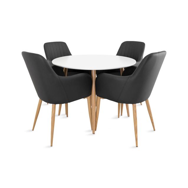 Ruokailuryhmä PEDER, 4 CASPIAN-tuolia, valkoinen (53643)