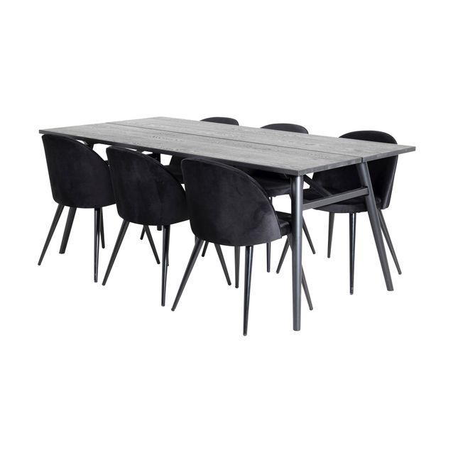 Ruokailuryhmä Sediza, 195cm, 6 Luisa samettituolia, eri värivaihtoehtoja (RR195)