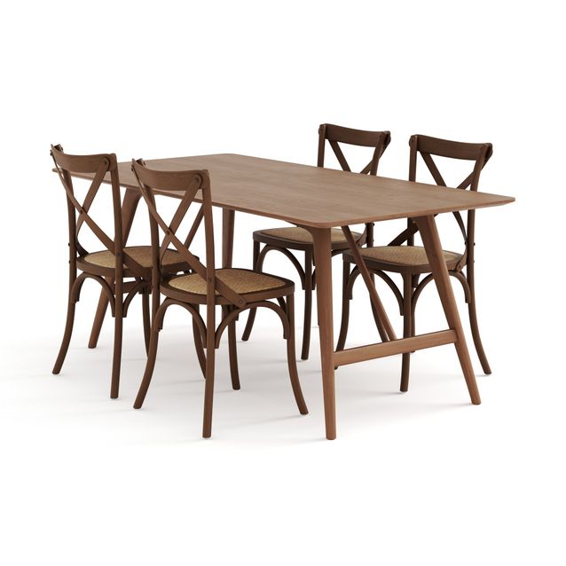 Ruokailuryhmä Skagana, 180cm, 4 Prumerland tuolia, ruskea (95879)