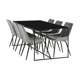 Ruokailuryhmä Treni, 180cm, 6 Allavare tuolia, musta (71138)