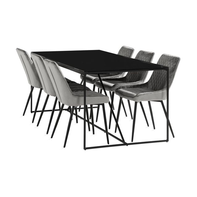 Ruokailuryhmä Treni, 180cm, 6 Allavare tuolia, musta (71138)