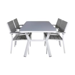 Ruokailuryhmä Virya, 160cm, 4 Levels tuolia, harmaa/valkoinen (75535)