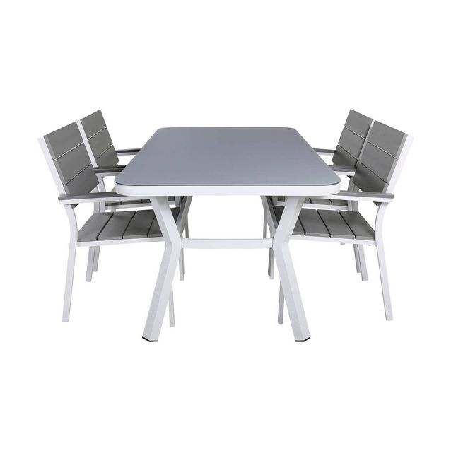 Ruokailuryhmä Virya, 160cm, 4 Levels tuolia, harmaa/valkoinen (75535)