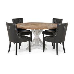Ruokailuryhmä Yorkshire, Ø150cm, 4 tuolia, eri tuoli-/värivaihtoehtoja (0RRP4)