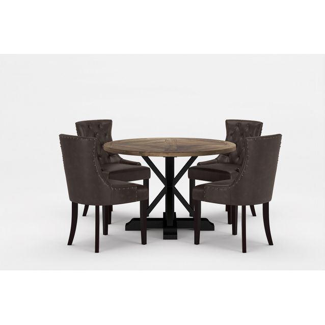 Ruokailuryhmä Yorkshire Premium, Ø120cm, 4 tuolia, eri tuoli-/värivaihtoehtoja (RRPR4)