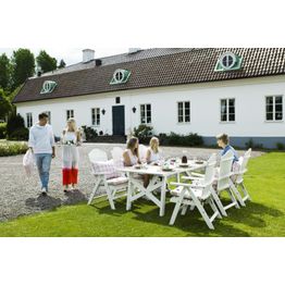 Ruokailuryhmä Emelie 90x200cm 6 säätötuolia valkoinen