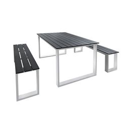 Ruokailuryhmä Chic Garden Cannes pyötä + 2 penkkiä tummanharmaa