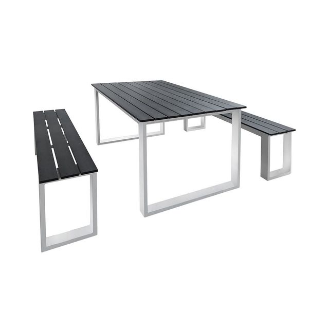 Ruokailuryhmä Chic Garden Cannes pyötä + 2 penkkiä tummanharmaa