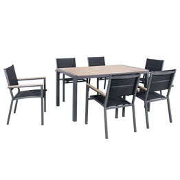 Ruokailuryhmä Chic Garden Firenze pöytä + 6 tuolia musta/beige