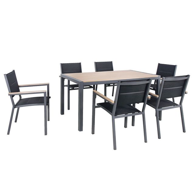 Ruokailuryhmä Chic Garden Firenze pöytä + 6 tuolia musta/beige