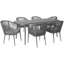 Ruokailuryhmä Home4you Ecco 180x90 cm pöytä + 6 tuolia harmaa