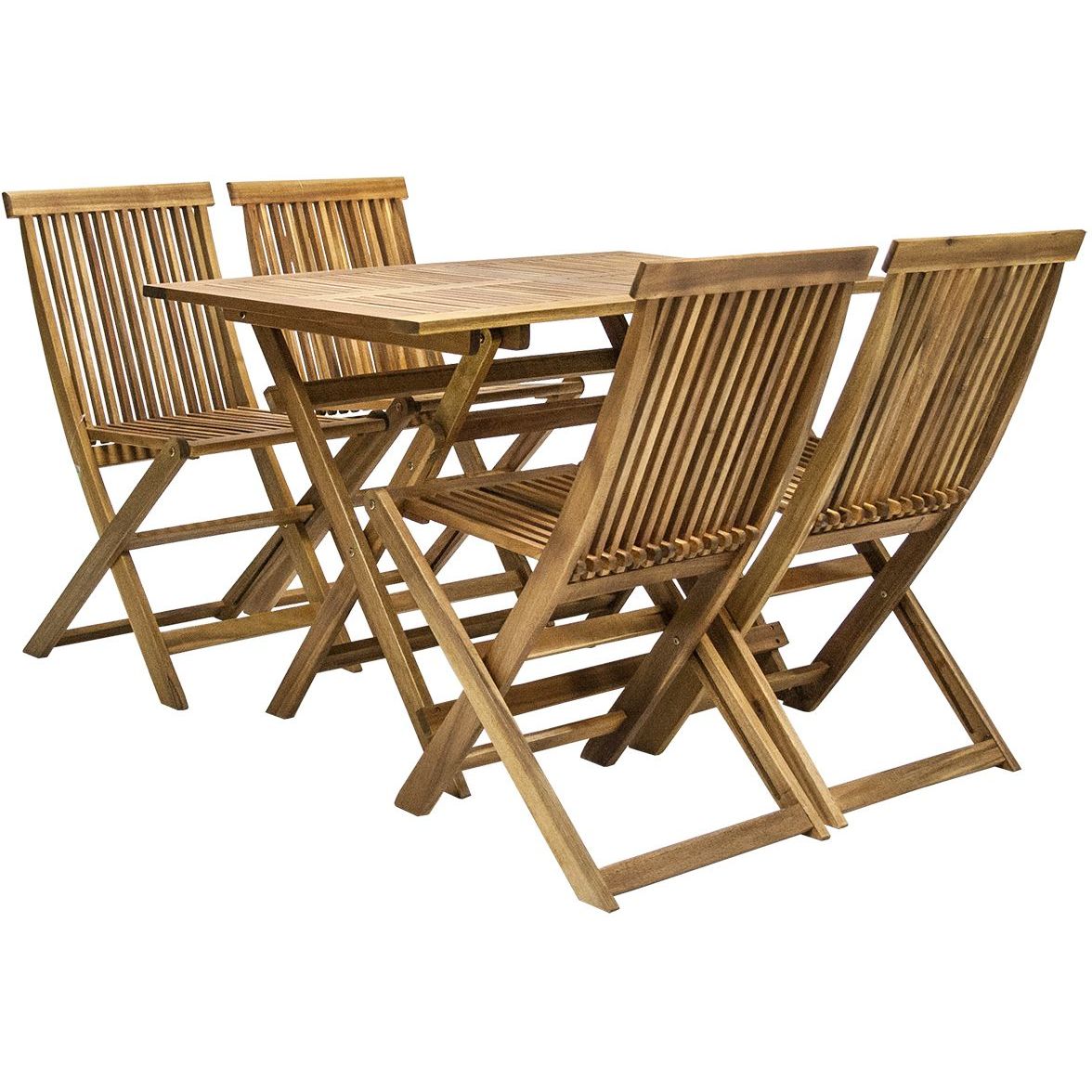 Ruokailuryhmä Home4you Finlay, 110x75 cm, 4 tuolia, ruskea