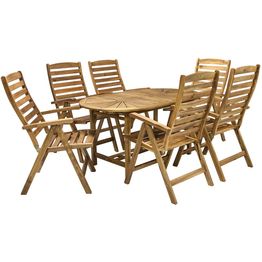 Ruokailuryhmä Home4you Finlay, 153x90 cm, 6 tuolia, ruskea