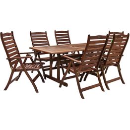 Ruokailuryhmä Home4you Venice 180x90 cm 6 tuolia ruskea