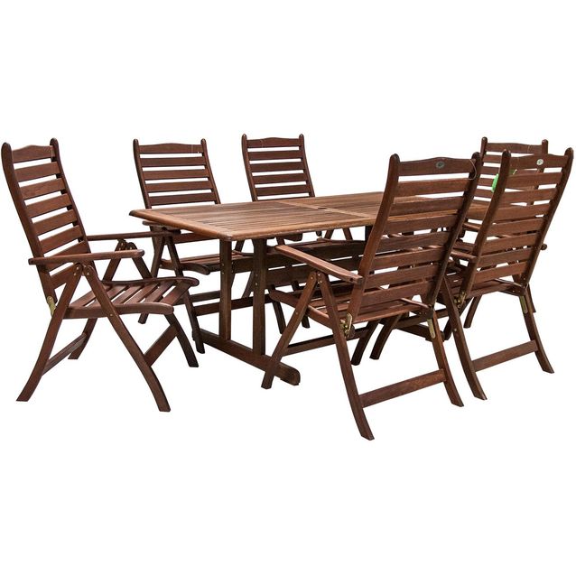 Ruokailuryhmä Home4you Venice 180x90 cm 6 tuolia ruskea