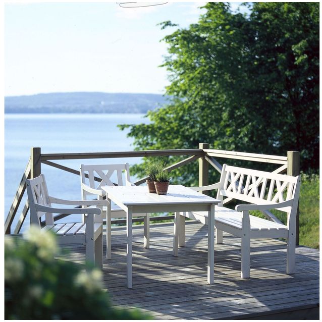 Ruokailuryhmä Carlisle, 80x135cm, 2 tuolia, sohva, valkoinen