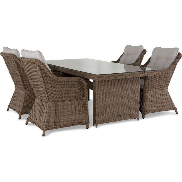 Ruokailuryhmä Marcus 200 cm pöytä 4 nojatuolia ruskea