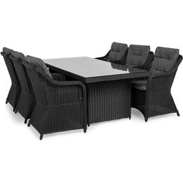 Ruokailuryhmä Marcus 200 cm pöytä + 6 nojatuolia musta