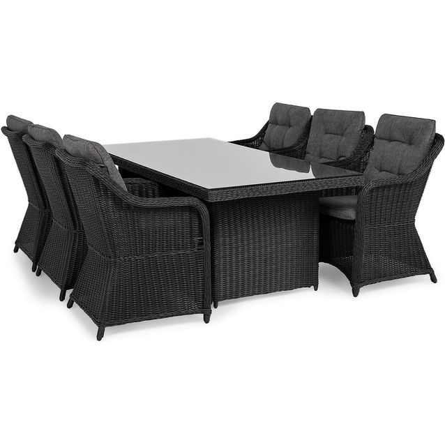 Ruokailuryhmä Marcus 200 cm pöytä 6 nojatuolia musta