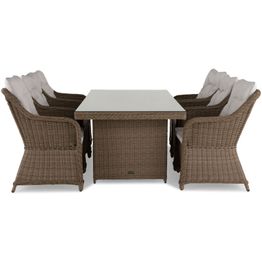 Ruokailuryhmä Marcus 200 cm pöytä + 6 nojatuolia vaaleanruskea