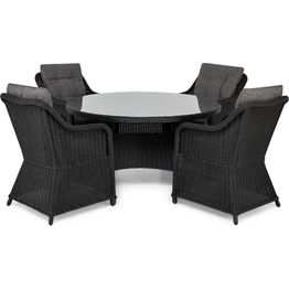 Ruokailuryhmä Marcus Ø140 cm pöytä + 4 nojatuolia musta