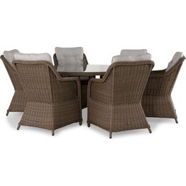 Ruokailuryhmä Marcus Ø140 cm pöytä + 6 nojatuolia ruskea