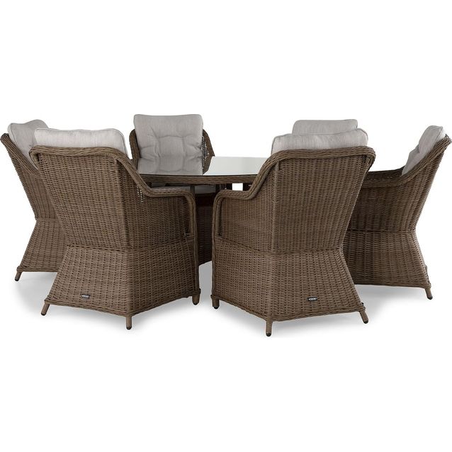 Ruokailuryhmä Marcus halk140 cm pöytä 6 nojatuolia ruskea