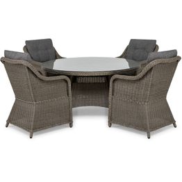 Ruokailuryhmä Marcus ø140 cm pöytä + 4 nojatuolia harmaa