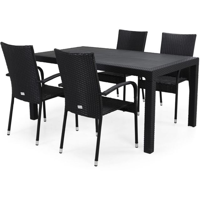 Ruokailuryhmä Melody 160cm, 4 tuolia, antrasiitinharmaa