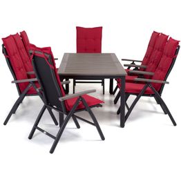 Ruokailuryhmä Solna 96x200-280cm 8 säätötuolia harmaa/musta