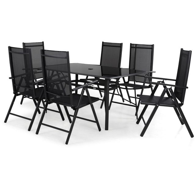 Ruokailuryhmä Primavera 150x90cm, 6 tuolia, musta