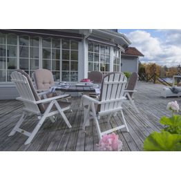 Ruokailuryhmä Ashford Ø138cm 5 tuolia harmaa/valkoinen