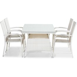 Ruokailuryhmä Thor Light 4 pinottavaa tuolia valkoinen