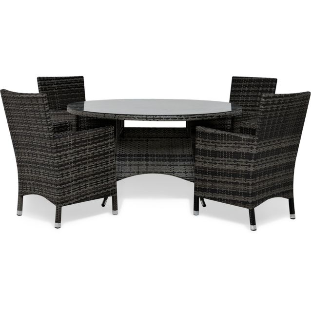 Ruokailuryhmä Thor Ø140cm, 4 tuolia, harmaa