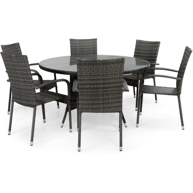 Ruokailuryhmä Thor Ø140cm, 6 tuolia, harmaa
