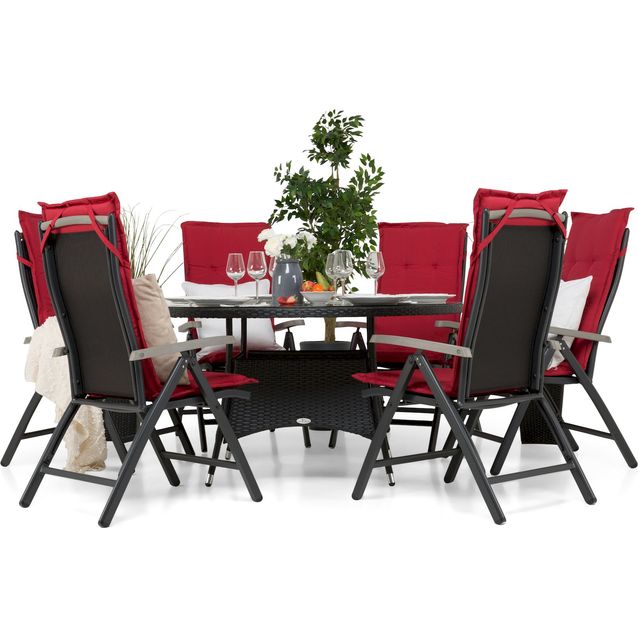 Ruokailuryhmä Jami Ø140 cm 6 säätötuolia musta