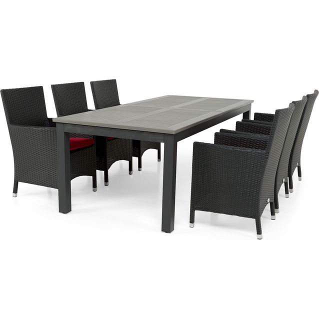Ruokailuryhmä Multia 220-280 cm 6 tuolia musta