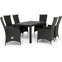 Ruokailuryhmä Saga 160 cm 6 säätötuolia harmaa/musta