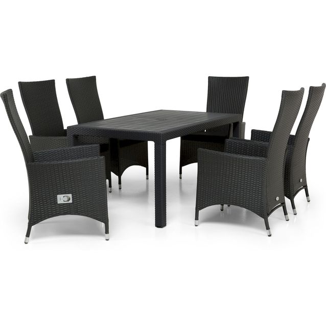 Ruokailuryhmä Saga 160 cm 6 säätötuolia harmaa/musta