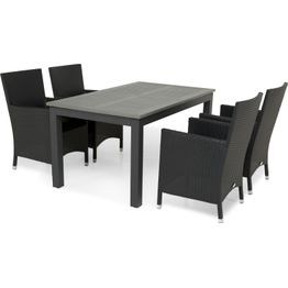 Ruokailuryhmä Santa Fe 152-210 cm 4 nojatuolia musta