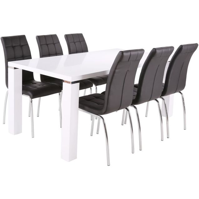 Ruokailuryhmä Tenstar Metro 180 -ruokapöytä + 6kpl mustia Krista-tuoleja